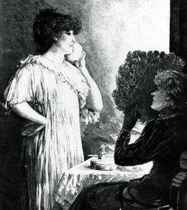 Ellen Terry visitando Sarah Bernhardt em seu camarim no Royal English Opera House, c.1881